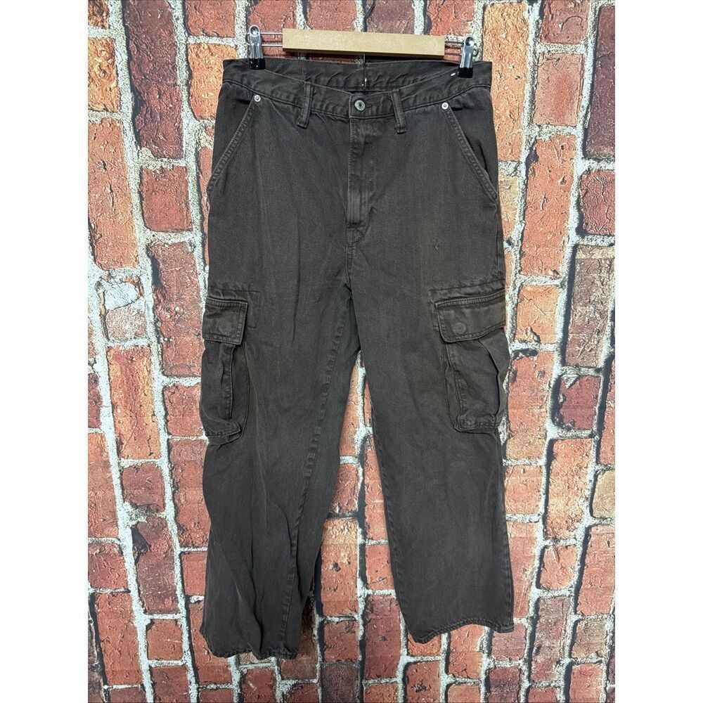 Gap Cargo Pants Men's 31x30 Brown Olive Slim Fit Taper Distressed Cotton Blend
